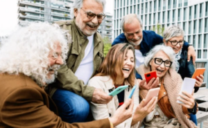 Boomers using a mobile