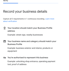 record your business details so google knows who you are