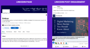 image showing the difference between a social media page and a social media post