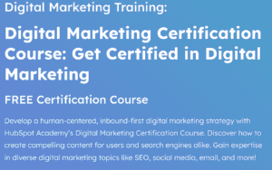 Screenshot of opening page of hubspot's digital marketing course