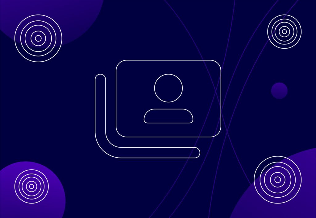 Laptop icon with navy and purple background