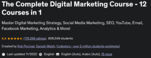 udemy's online digital marketing course homepage