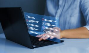 Person on computer looking through customer match lists
