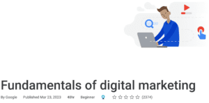 screenshot of google's digital marketing course home page