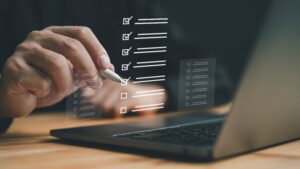 man taking online survey