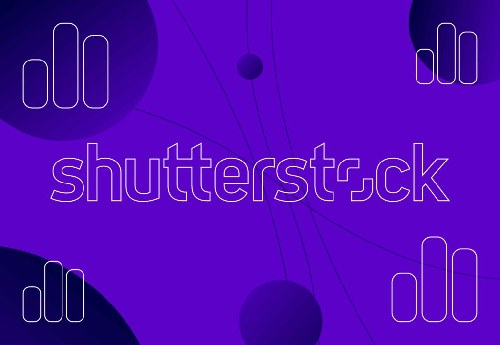 Shutterstock text in purple and navy