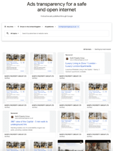 an image of google ads transparency centre