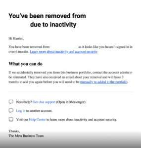 Digital Industry Updates 36 meta inactivity admin removal screenshot