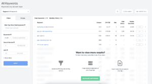 example showing paid keywords using spyfu