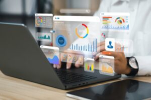 Metrics and charts on computer screen