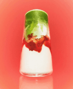 strawberry matcha drink by blank street coffee