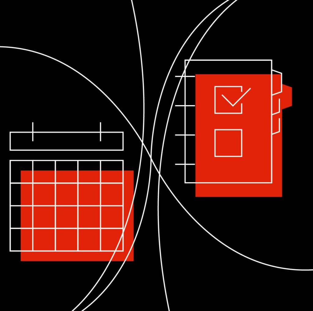 Icons of a planner and calendar to represent goal setting in Digital PR