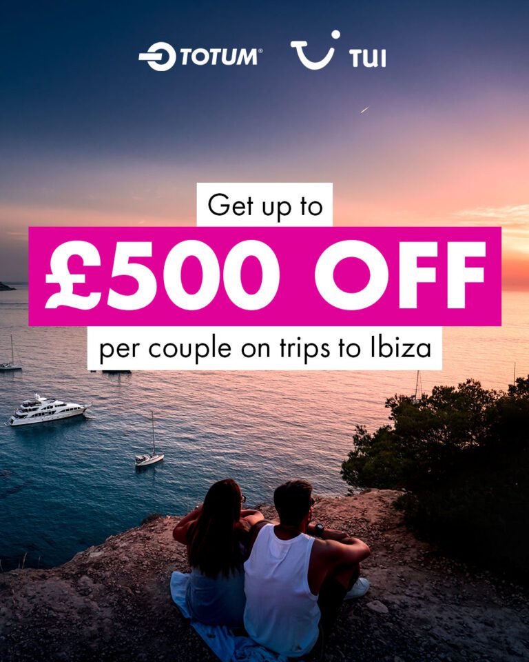 Image of a TOTUM PPC campaign asset offering £500 off a trip to Ibiza