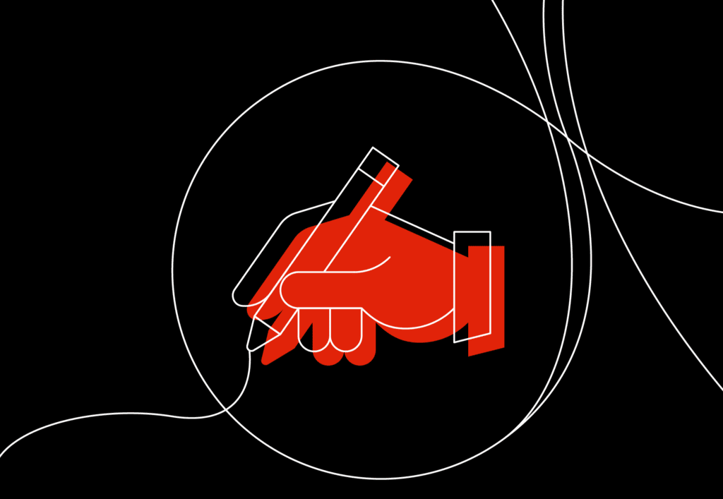 A hand writing content icon showing that expertise can improve rankings in the SERPs