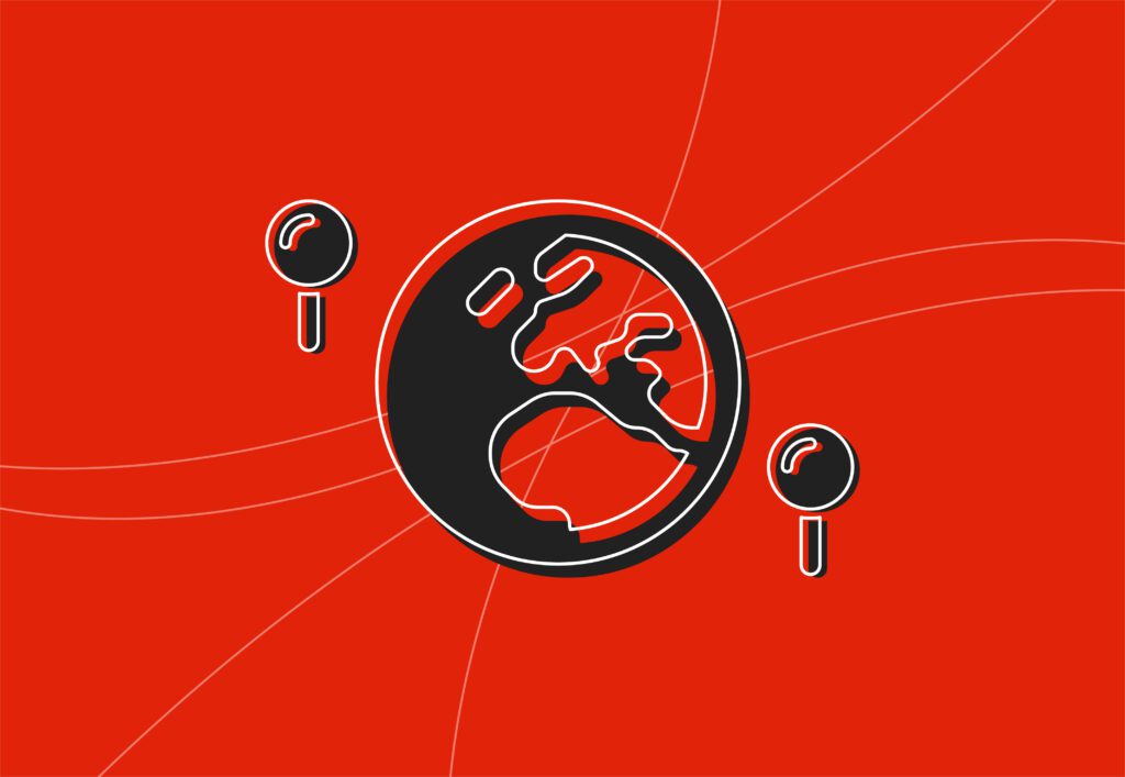 Globe and magnifying glass for International SEO agency