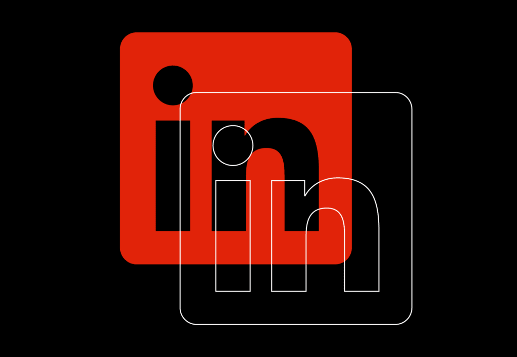 LinkedIn logo in red, representing paid social advertising on LinkedIn