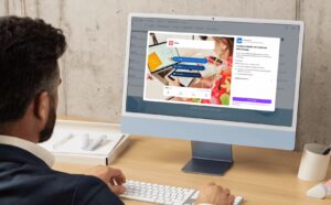 computer screen showing canva's new app for linkedin ads