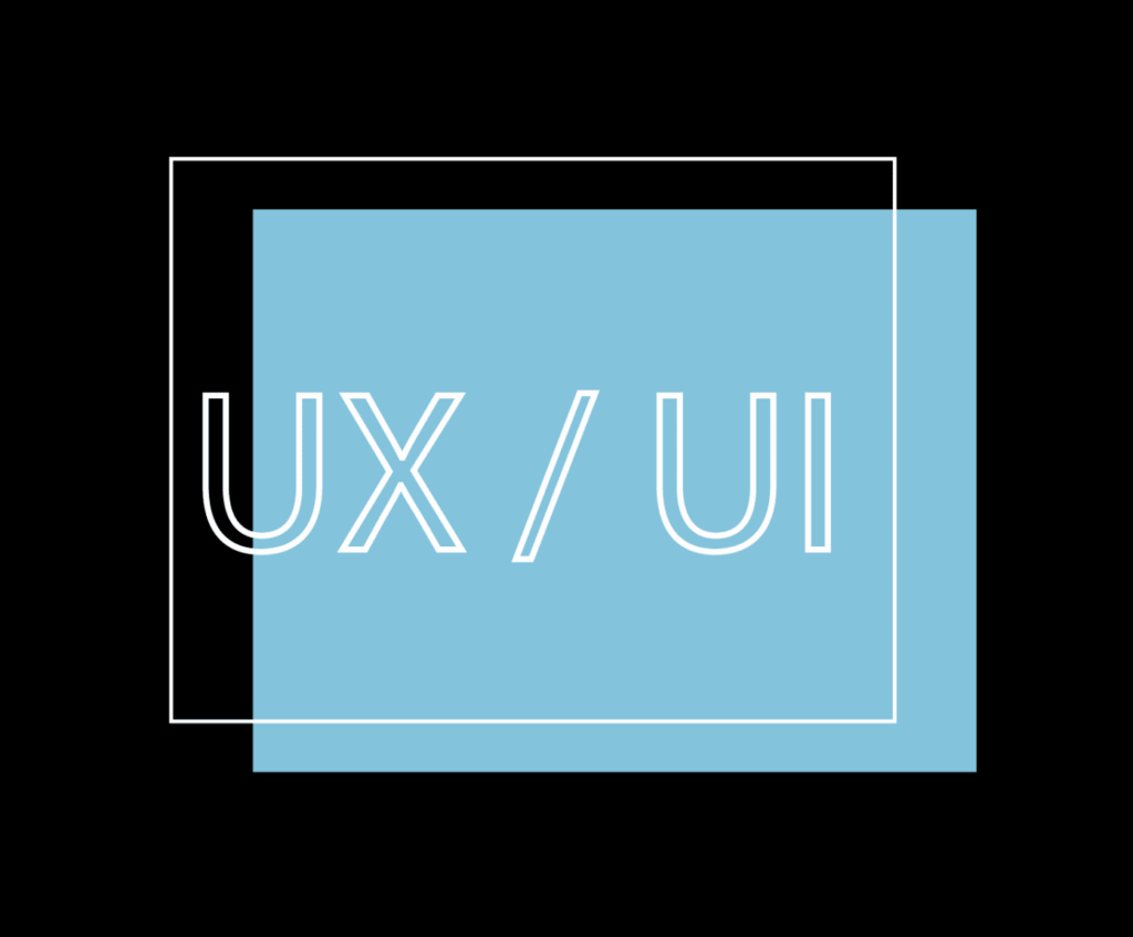 Outlined text saying UX and UI for a page that explains UX and UI services