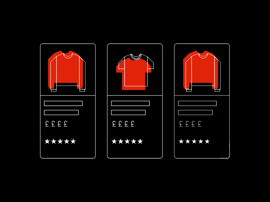 Icons of clothing pages to represent e-commerce SEO strategy