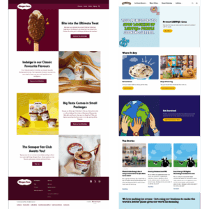 image comparing ben & jerry's website with that of häagen-dazs