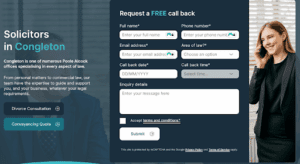Contact form on website for legal firm