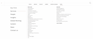 Navigation on website for a law firm