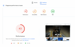 Page speed insight results