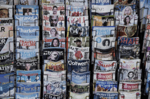 Magazine covers with identical look