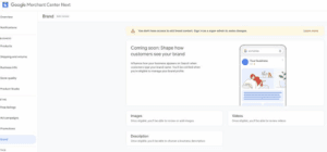 brand profiles in google merchant centre