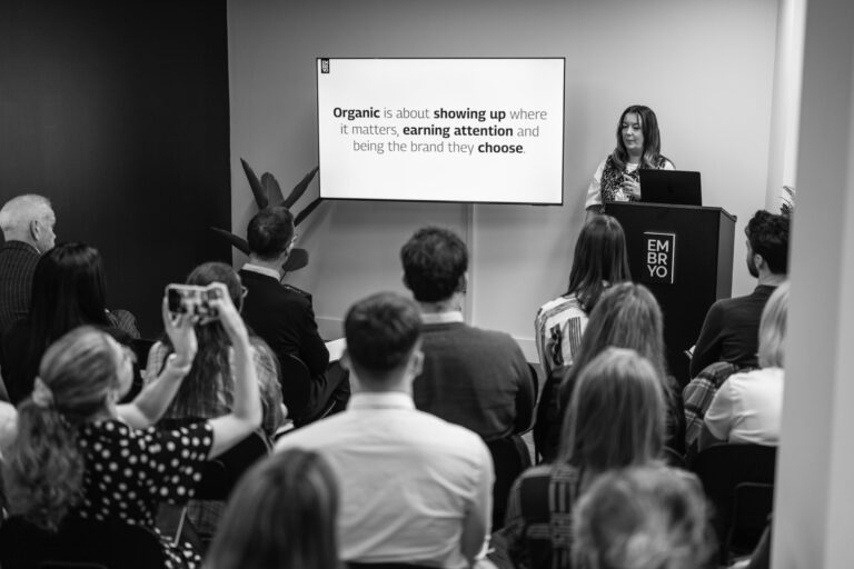 Jess speaking at Embryo event