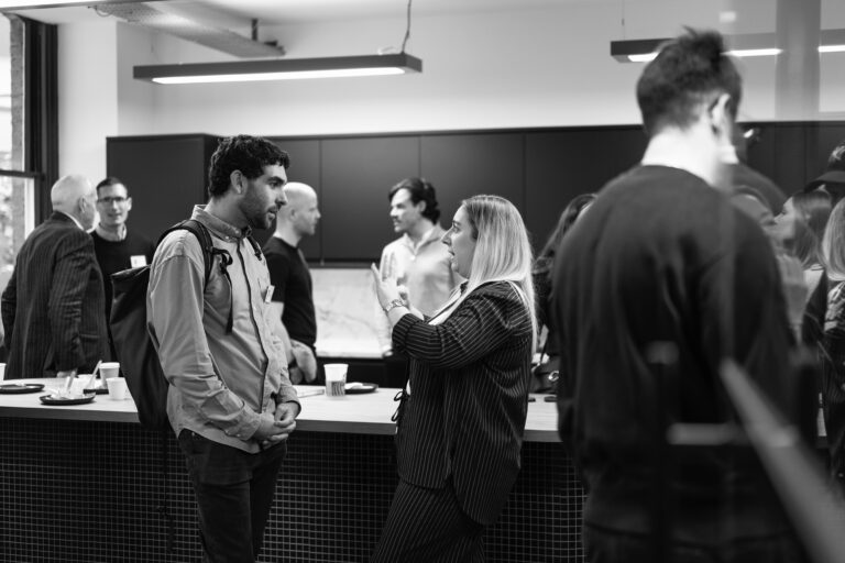 Claire networking at Embryo event