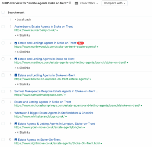 SEO for real estate: How to get started 1 real life example serp overview