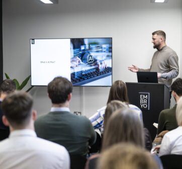 george speaking at embryo event