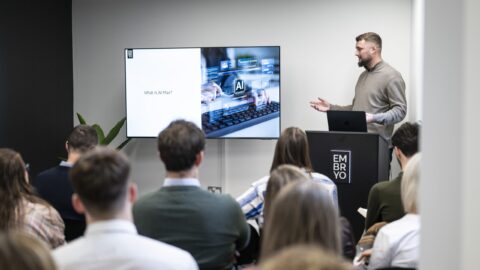 George speaking at Embryo event