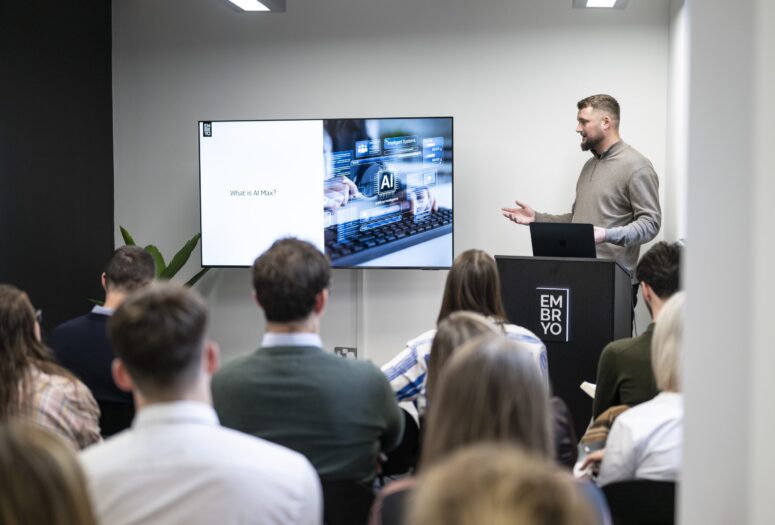george speaking at embryo event