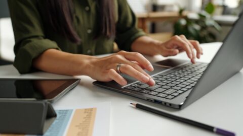 Man working on laptop