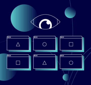 watchful eye looking over different desktops invading privacy