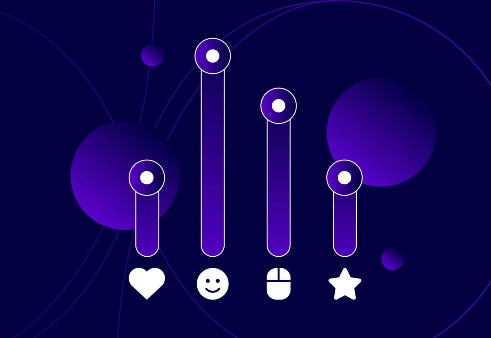 Sliding bar at different levels for 4 different reaction icons