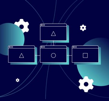 reputation management shown as icons of desktop pages surrounded by settings and tools