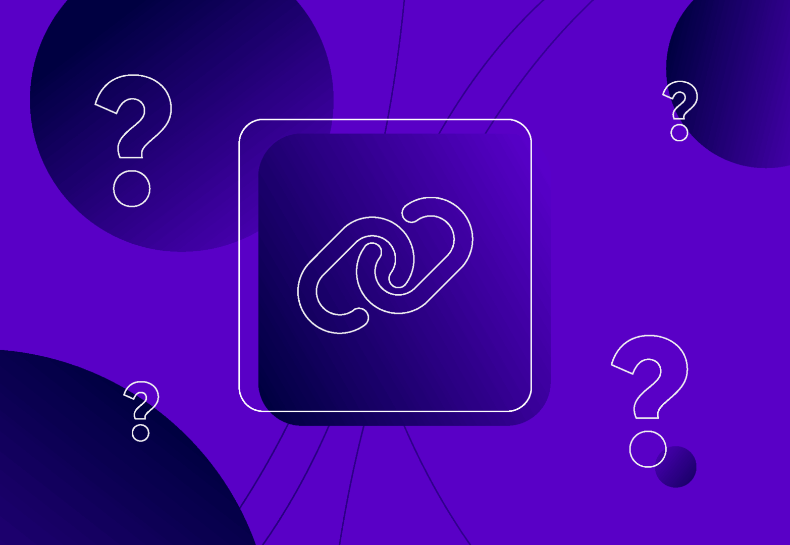 Illustration of two chain links surrounded by question marks