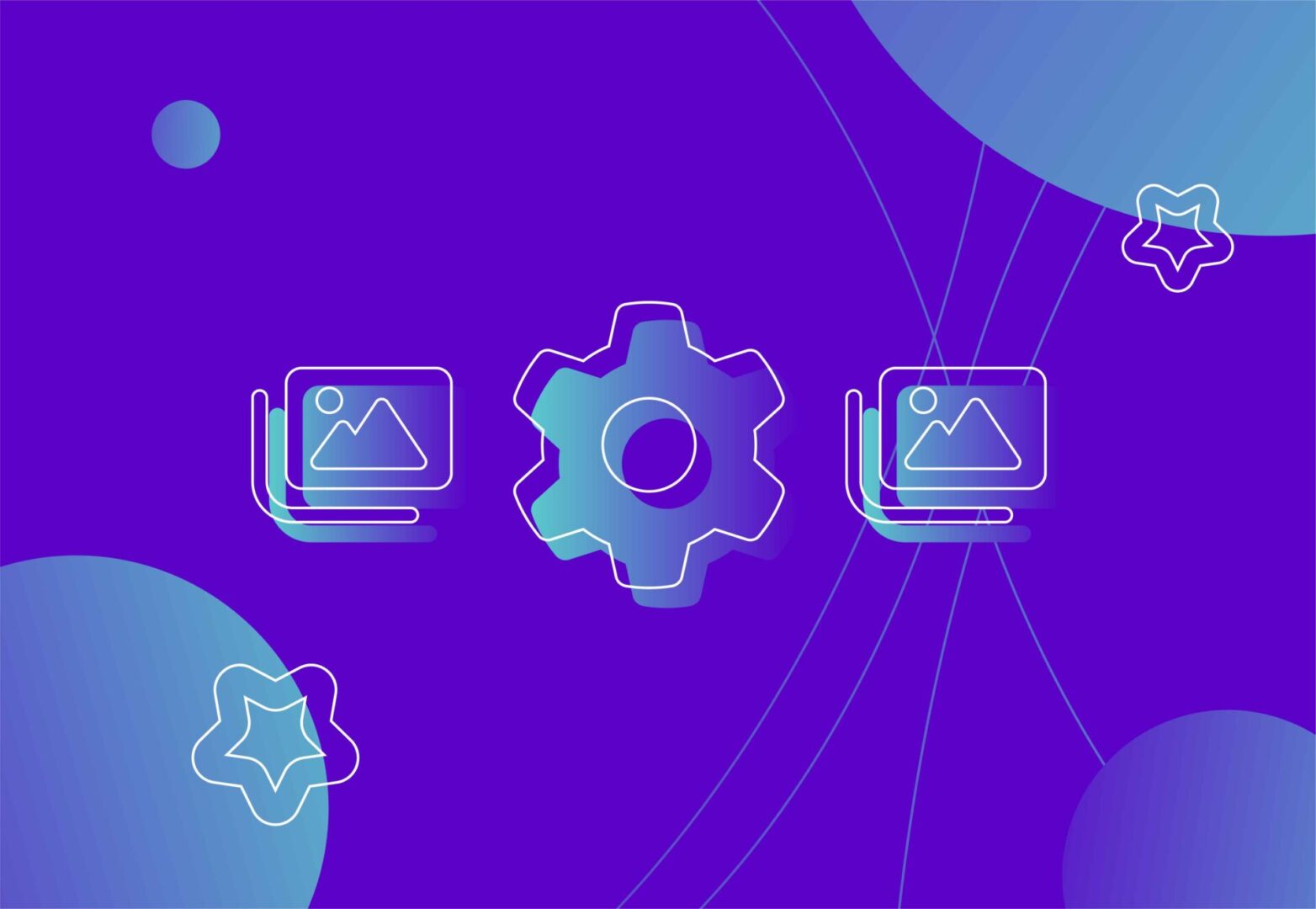 PR image icons surrounded by stars