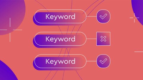 keyword in text 3 times with either a tick or a cross