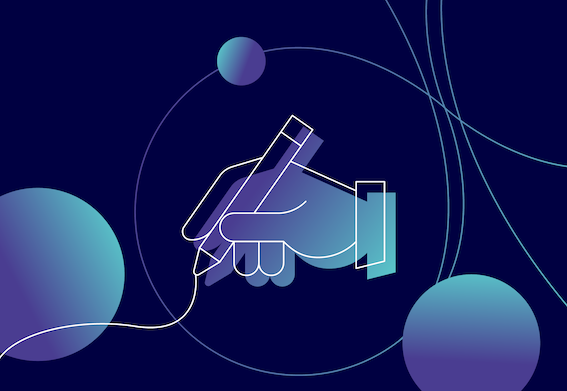 An icon of a hand holding a pen to show writing