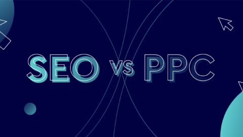 SEO vs PPC in blue text