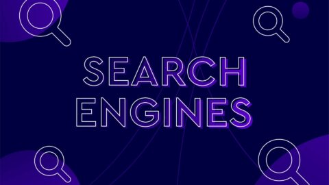 Search engine text with a magnifying glass