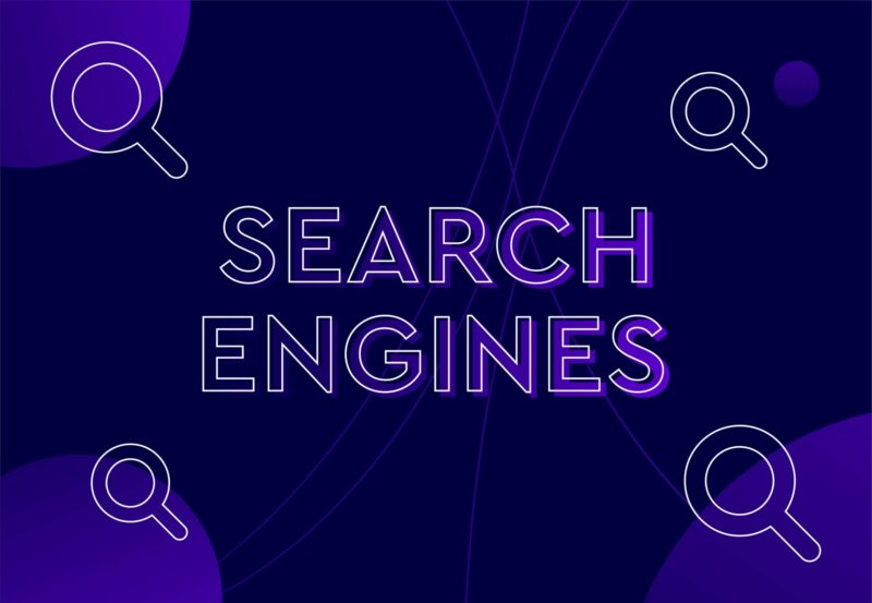 Search engine text with a magnifying glass