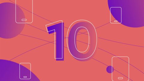 number 10 with mobile phone icons