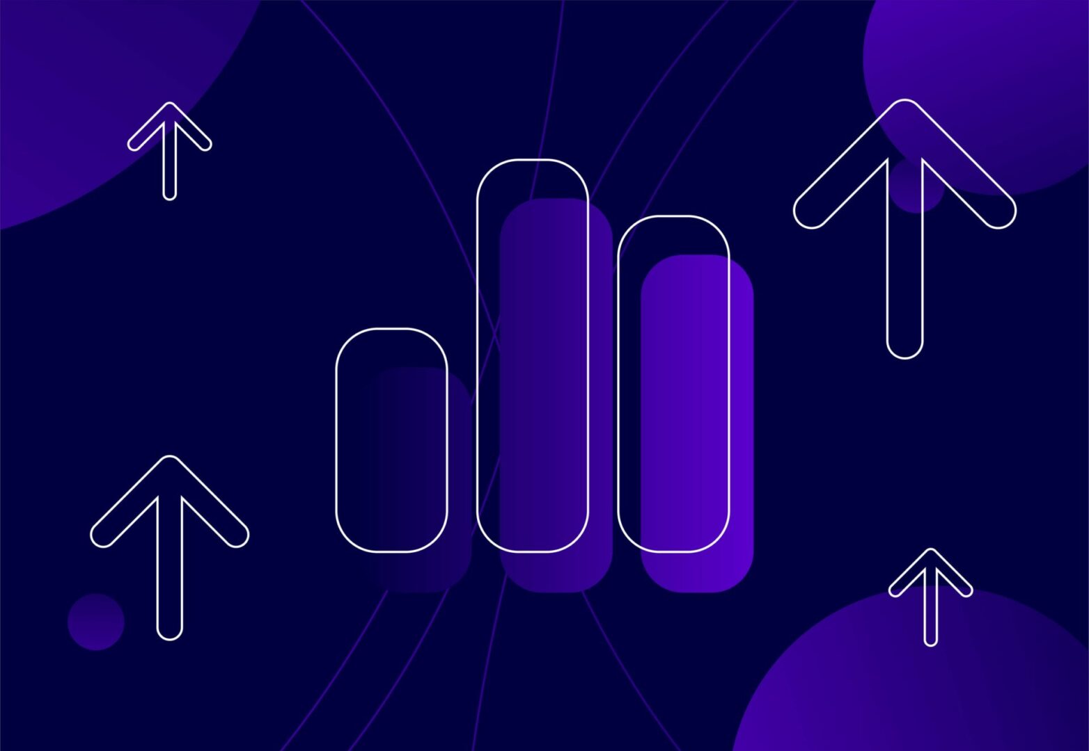 Unlabelled bar chart increasing with upwards arrows