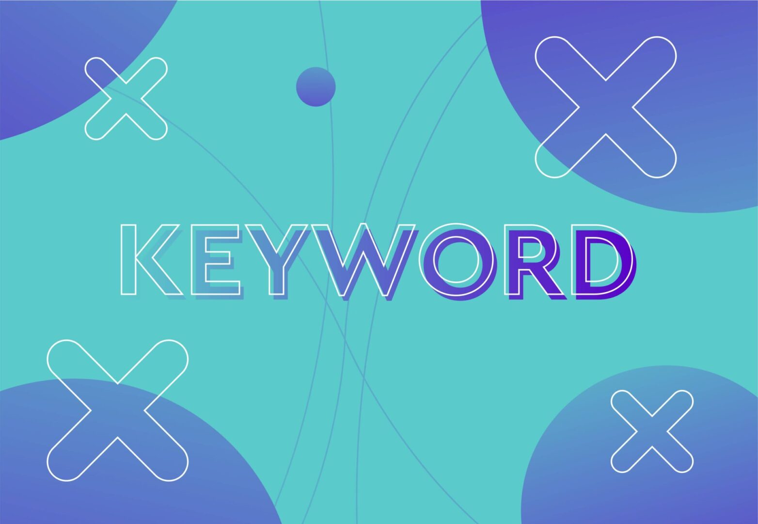 Keyword in blue text with crosses