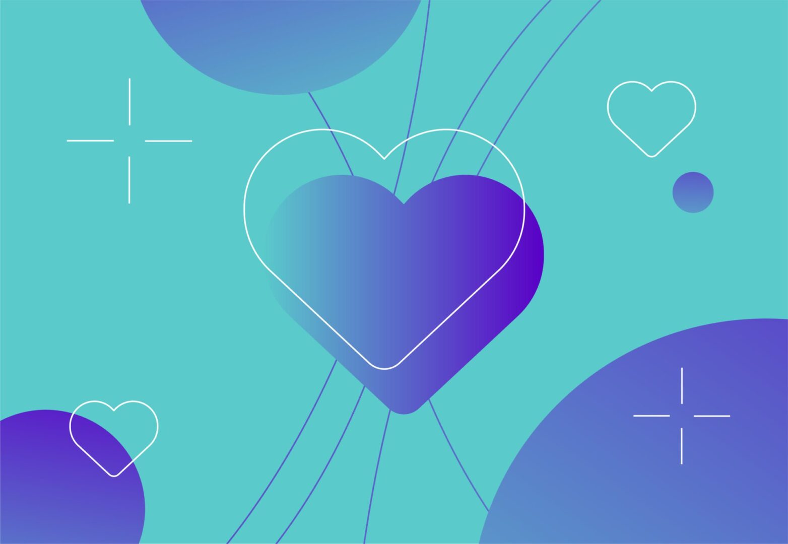 Blue heart and sunshine icons